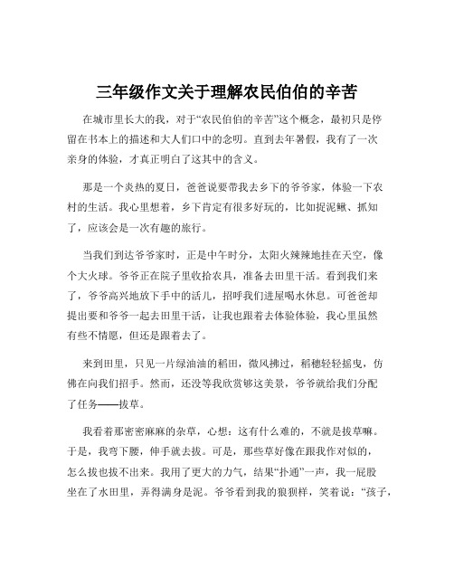 三年级作文关于理解农民伯伯的辛苦