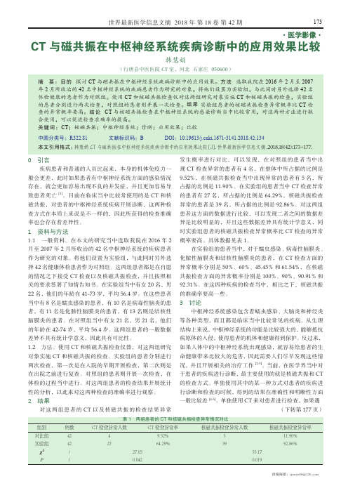 CT与磁共振在中枢神经系统疾病诊断中的应用效果比较