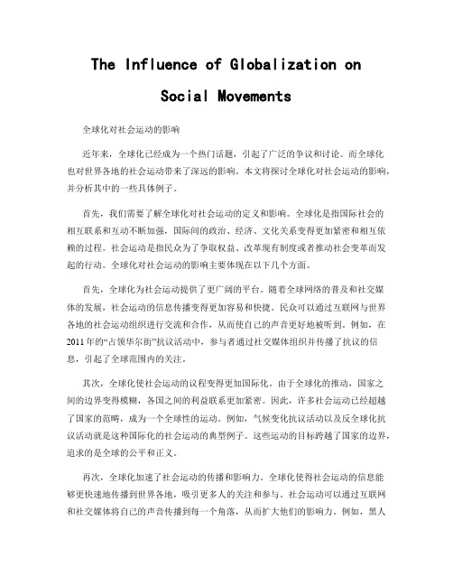 The Influence of Globalization on Social Movements