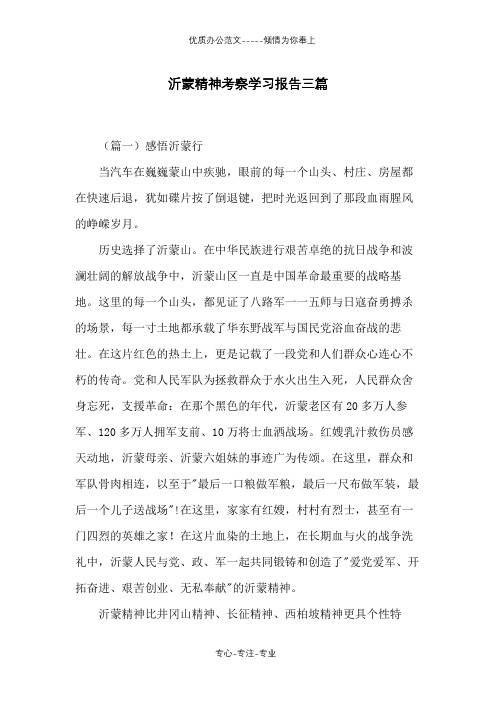 沂蒙精神考察学习报告三篇