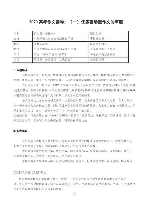 2020高考作文指导：(一)任务驱动型作文的审题(1)