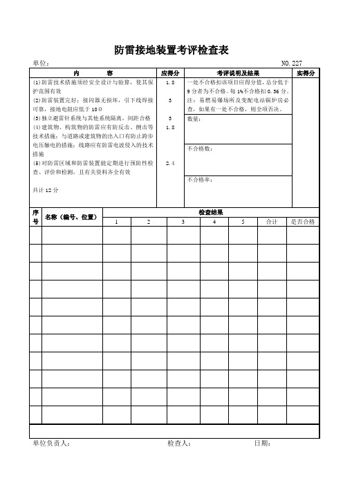 防雷接地装置考评检查表