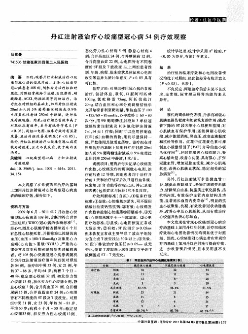 丹红注射液治疗心绞痛型冠心病54例疗效观察