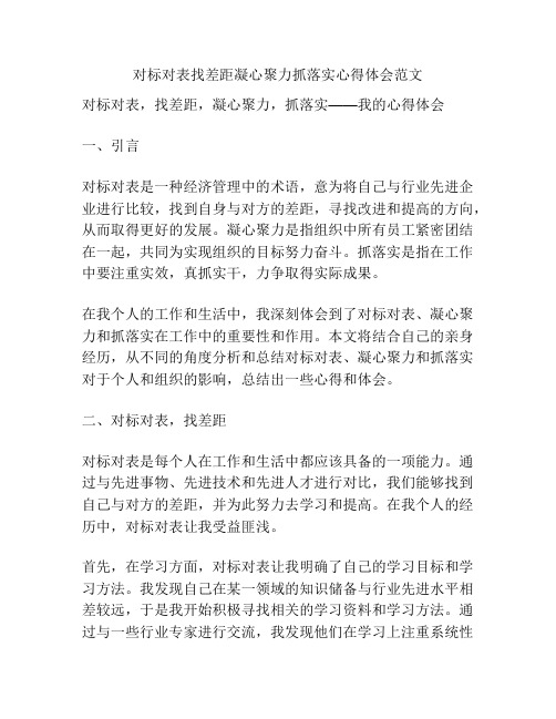 对标对表找差距凝心聚力抓落实心得体会范文