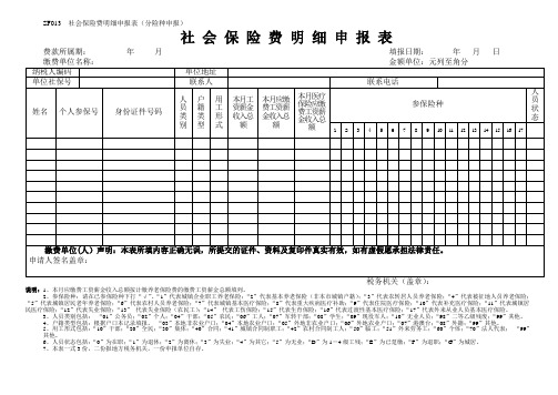 社会保险费明细申报表(分险种申报)