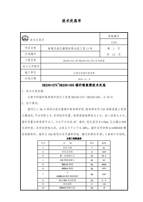 锚杆框架梁技术交底