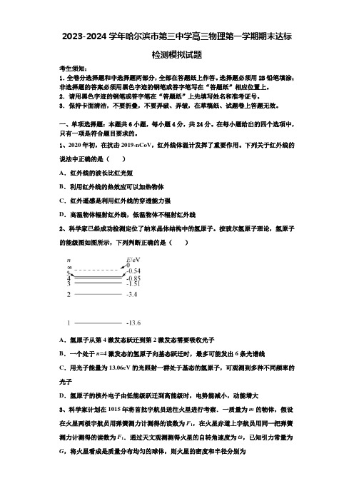 2023-2024学年哈尔滨市第三中学高三物理第一学期期末达标检测模拟试题含解析