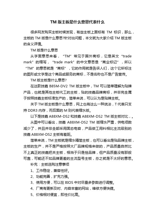 TM版主板是什么意思代表什么