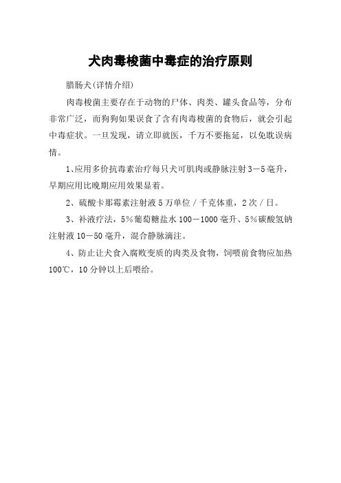 犬肉毒梭菌中毒症的治疗原则