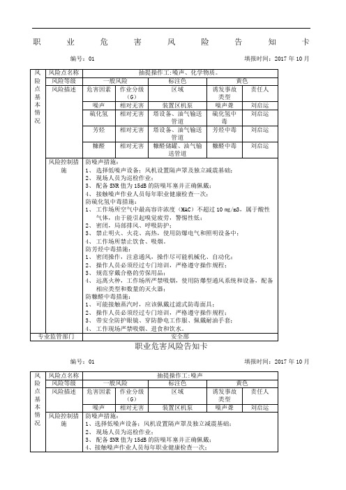 风险告知卡示例