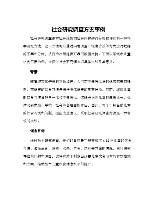 社会研究调查方案事例