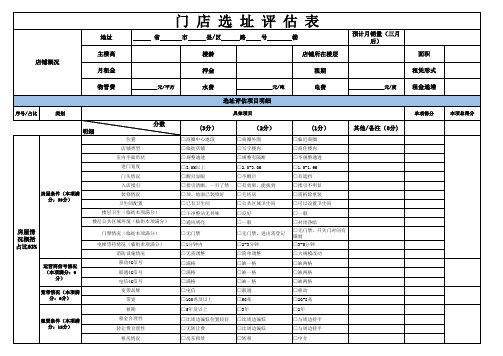 门店选址评估表