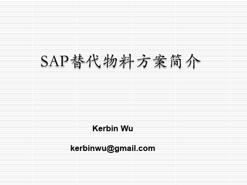 Ker-02 SAP 替代物料方案简介