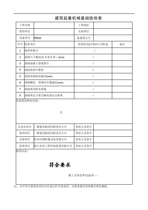 建筑起重机械基础验收表