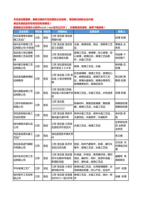 2020新版江苏省宝应水晶工艺品工商企业公司名录名单黄页大全85家