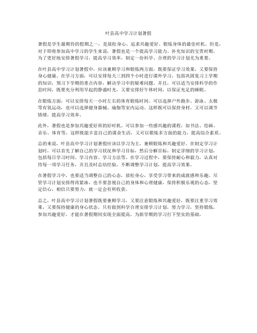 叶县高中学习计划暑假