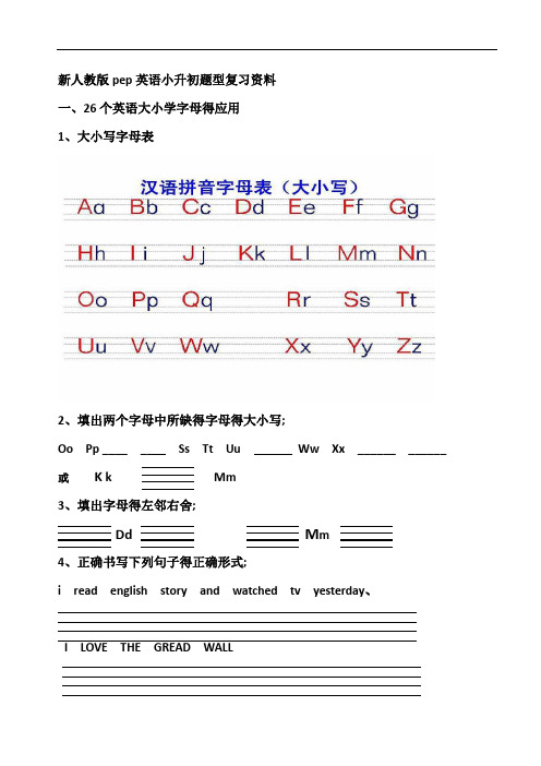 新人教版pep英语小升初题型复习资料