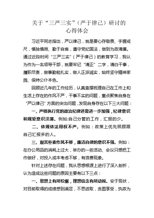 严以律己研讨心得体会