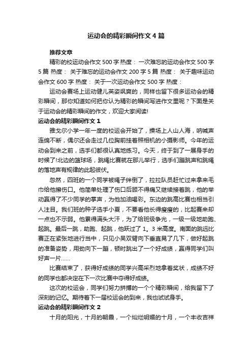 运动会的精彩瞬间作文4篇