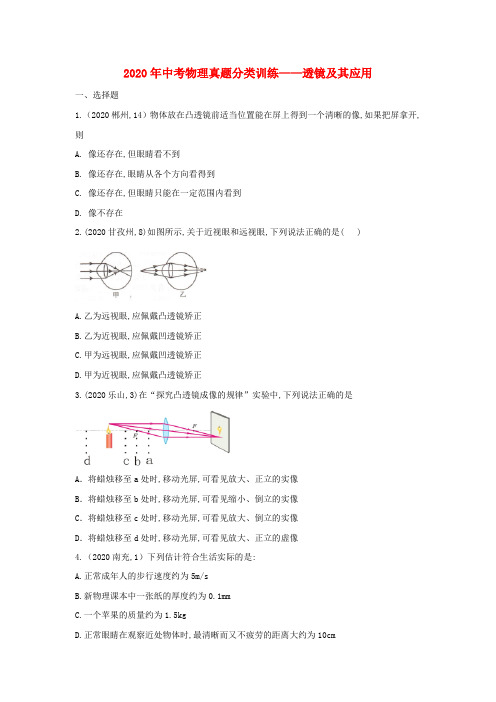 中考物理真题分类训练_透镜及其应用