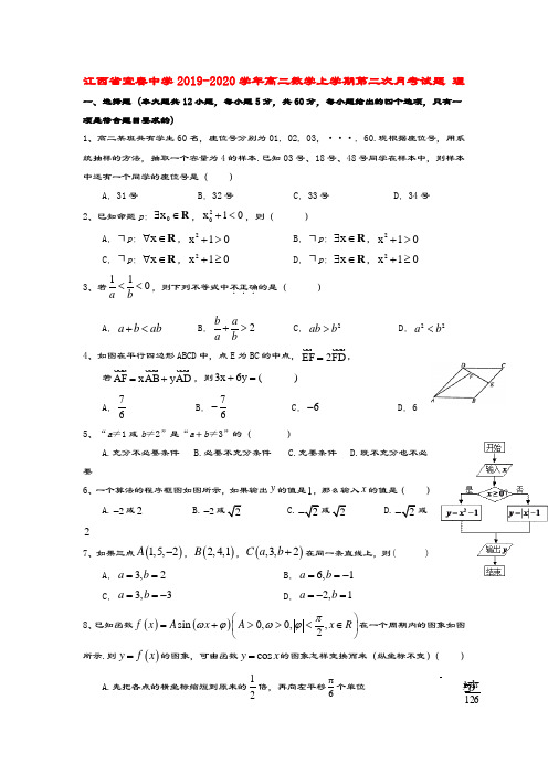 江西省宜春中学2019_2020学年高二数学上学期第二次月考试题理