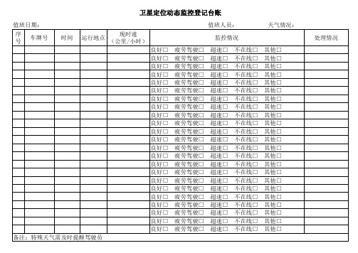 卫星定位动态监控登记台账