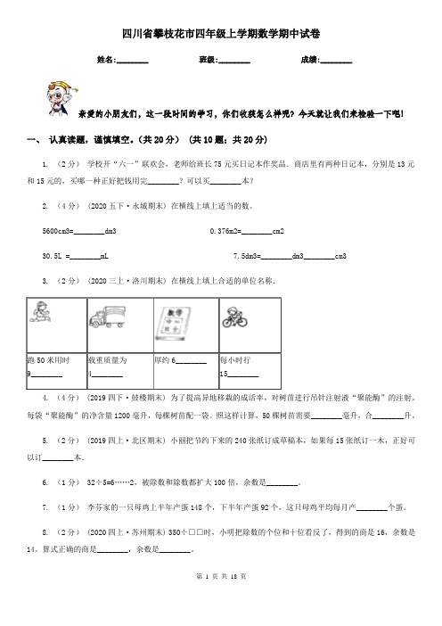 四川省攀枝花市四年级上学期数学期中试卷