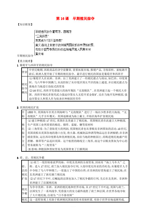 新人教版九年级历史上册第五单元步入近代第16课早期殖民掠夺速记宝典知识点总结