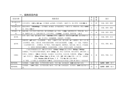 采购项目内容设备名称规格要求单位数量备注黑白激光打印机