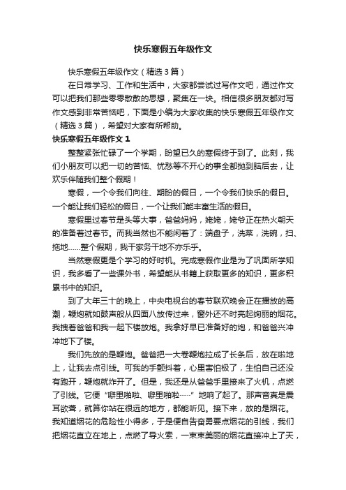 快乐寒假五年级作文（精选3篇）