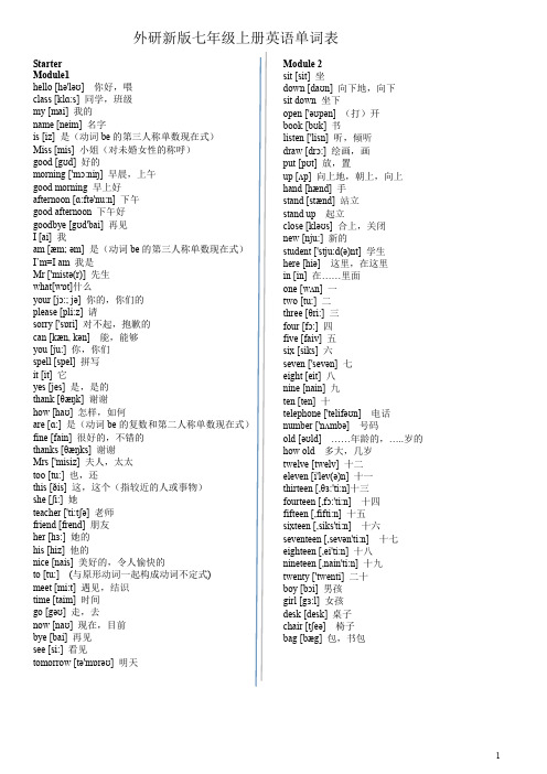 外研版初中英语单词一览表(初中7年级到9年级音标版 加了分隔线可以直接打印 )