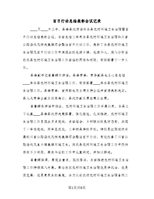 百日行动总结表彰会议记录(二篇)