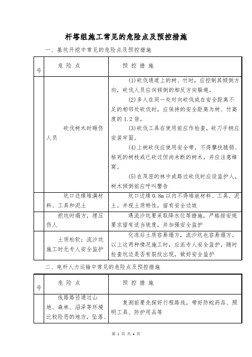 杆塔组施工常见的危险点及预控措施