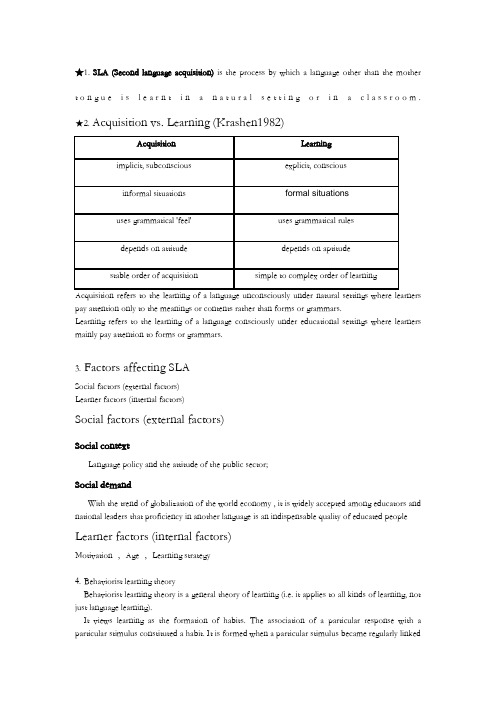 第二语言习得概论-考研复习