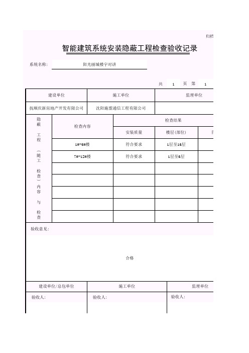 3智能建筑系统安装隐蔽工程验收记录