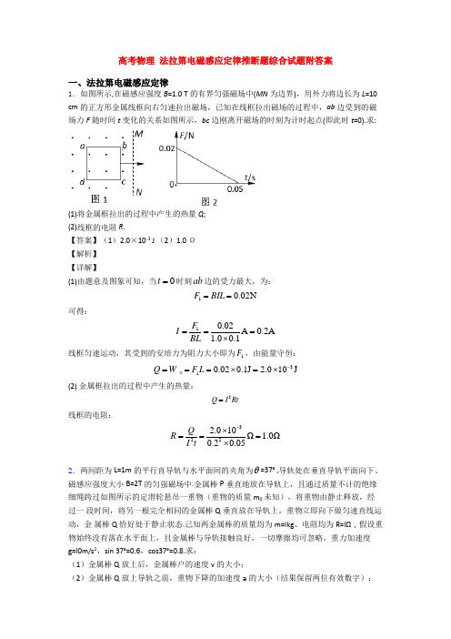 高考物理 法拉第电磁感应定律推断题综合试题附答案