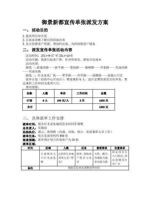 宣传单张派发方案