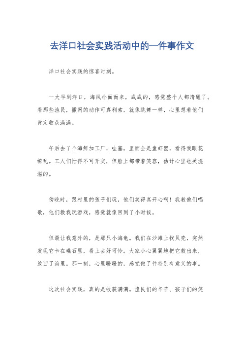 去洋口社会实践活动中的一件事作文