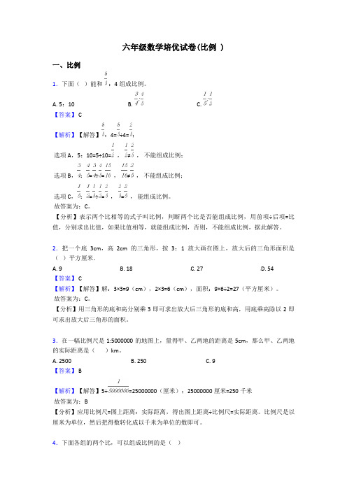 六年级数学培优试卷(比例 )