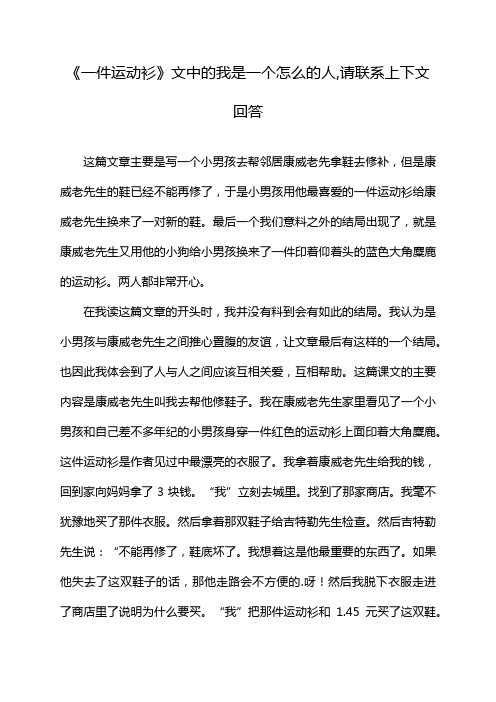 《一件运动衫》文中的我是一个怎么的人,请联系上下文回答