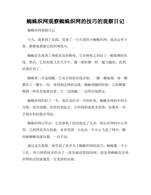 小学三年级作文蜘蛛织网观察蜘蛛织网的技巧的观察日记