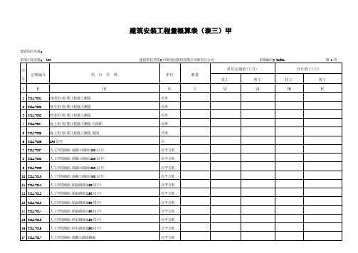 通信线路工程工日定额表(表三甲)