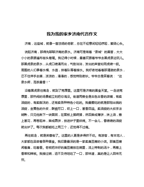 我为我的家乡济南代言作文