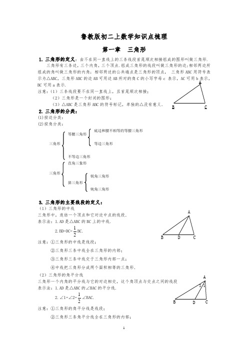 鲁教版七年级数学上册复习知识点总结(最新最全)