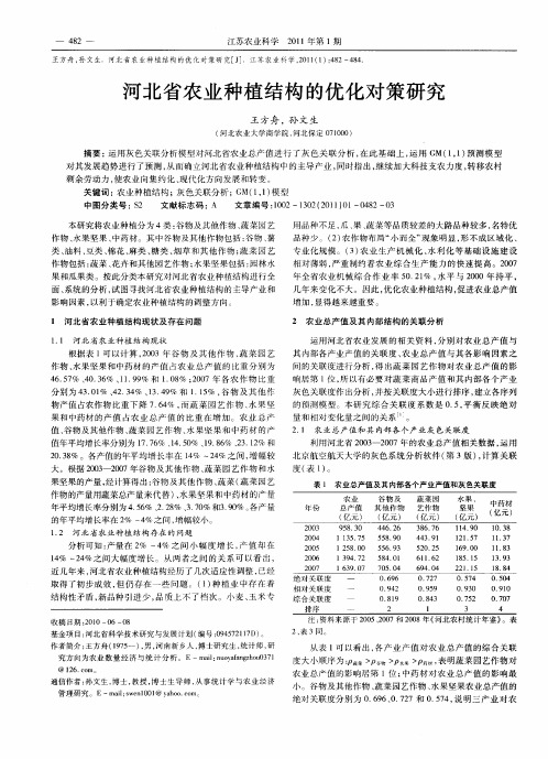 河北省农业种植结构的优化对策研究