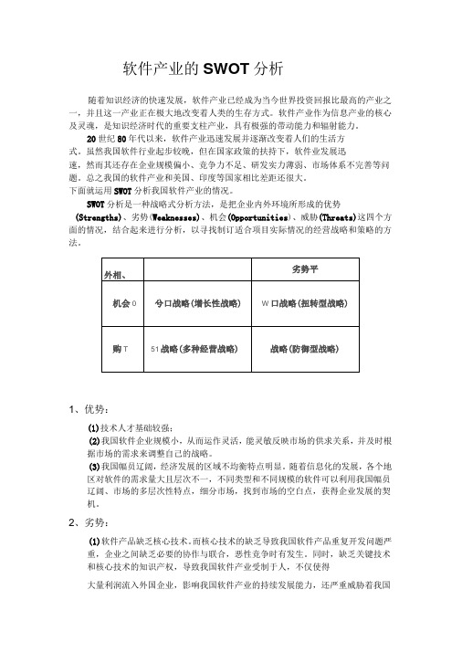 软件产业的SWOT分析