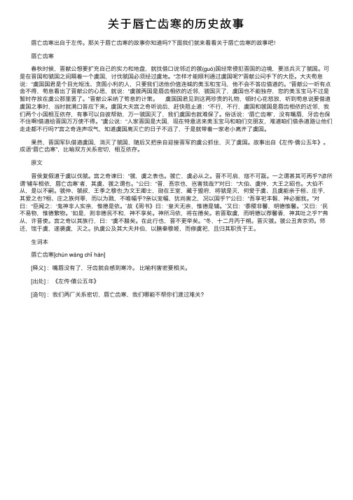 关于唇亡齿寒的历史故事