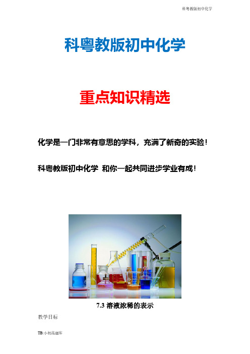 科粤教版初中化学九年级全册《溶液浓稀的表示》第1课时教案新版精选汇总