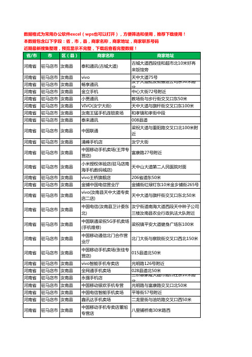 2020新版河南省驻马店市汝南县手机店工商企业公司商家名录名单黄页联系电话号码地址大全146家