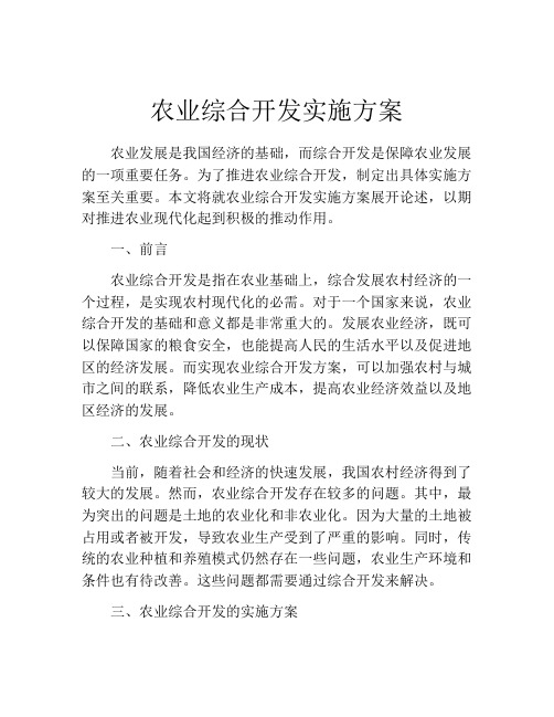 农业综合开发实施方案